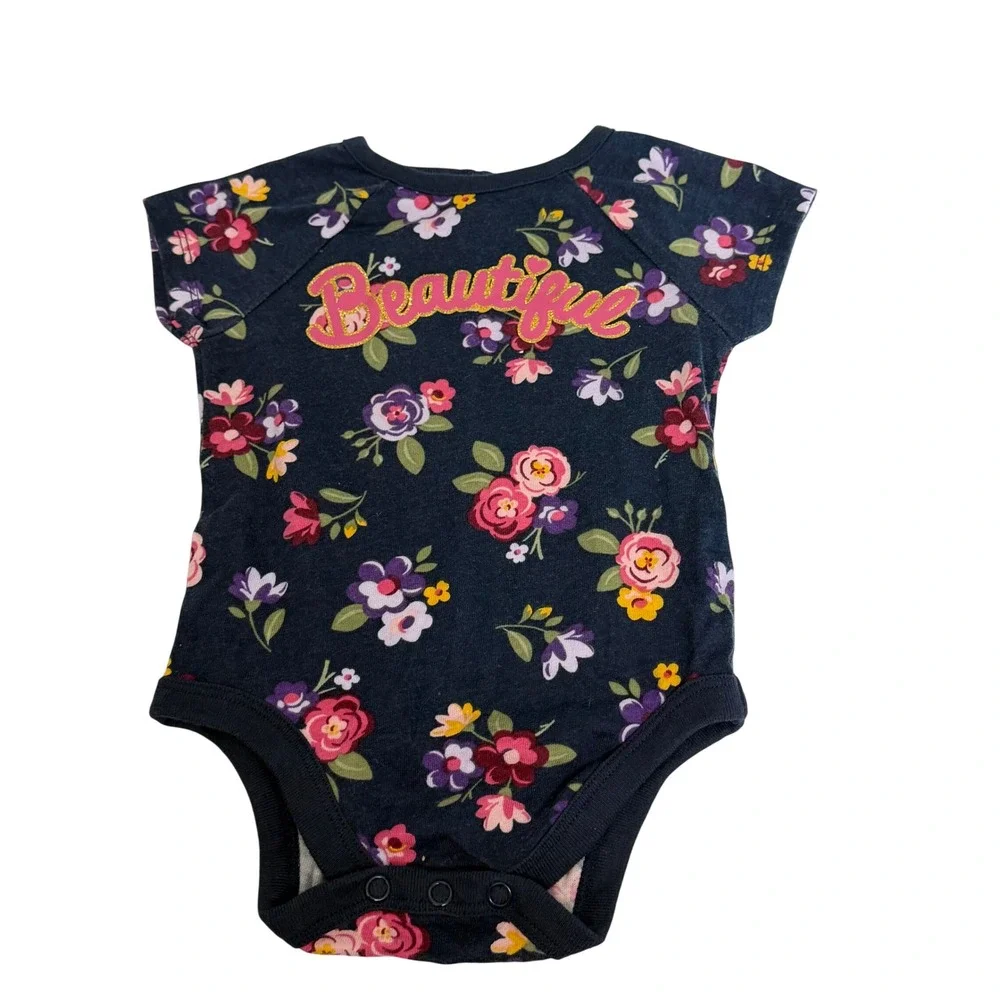 Garanimals DDG Darlings Baby Girl 6-9M Floral Bodysuit Bee Polka Dot Top Lot 2pc